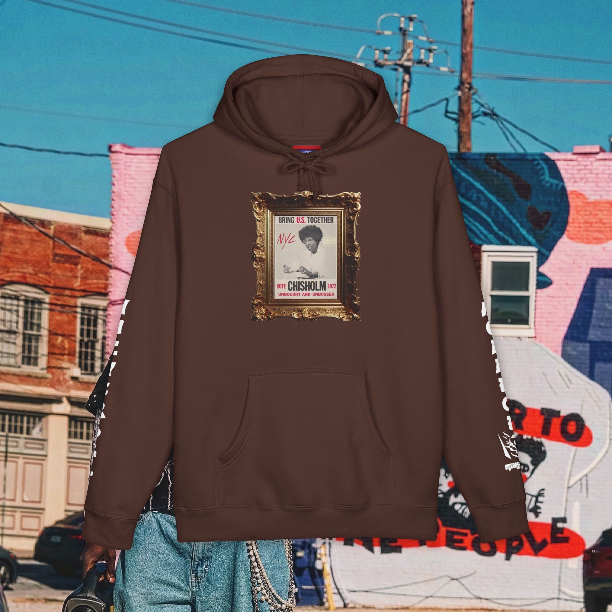 Shirley Chisholm Unisex Heavyweight Hooded Sweatshirt (white font)
