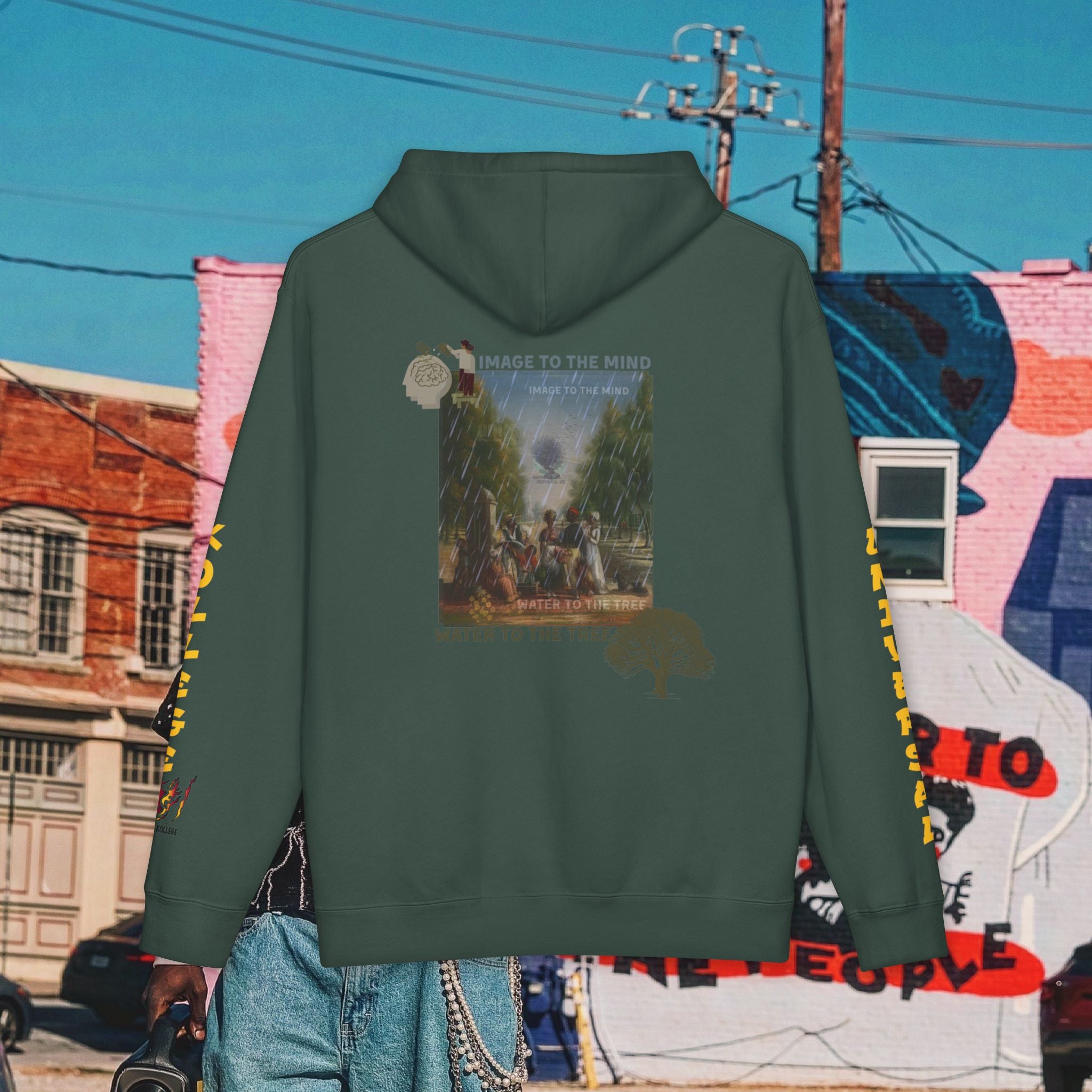 “Image To The Mind, Water To The Tree” Unisex Heavyweight Hooded Sweatshirt