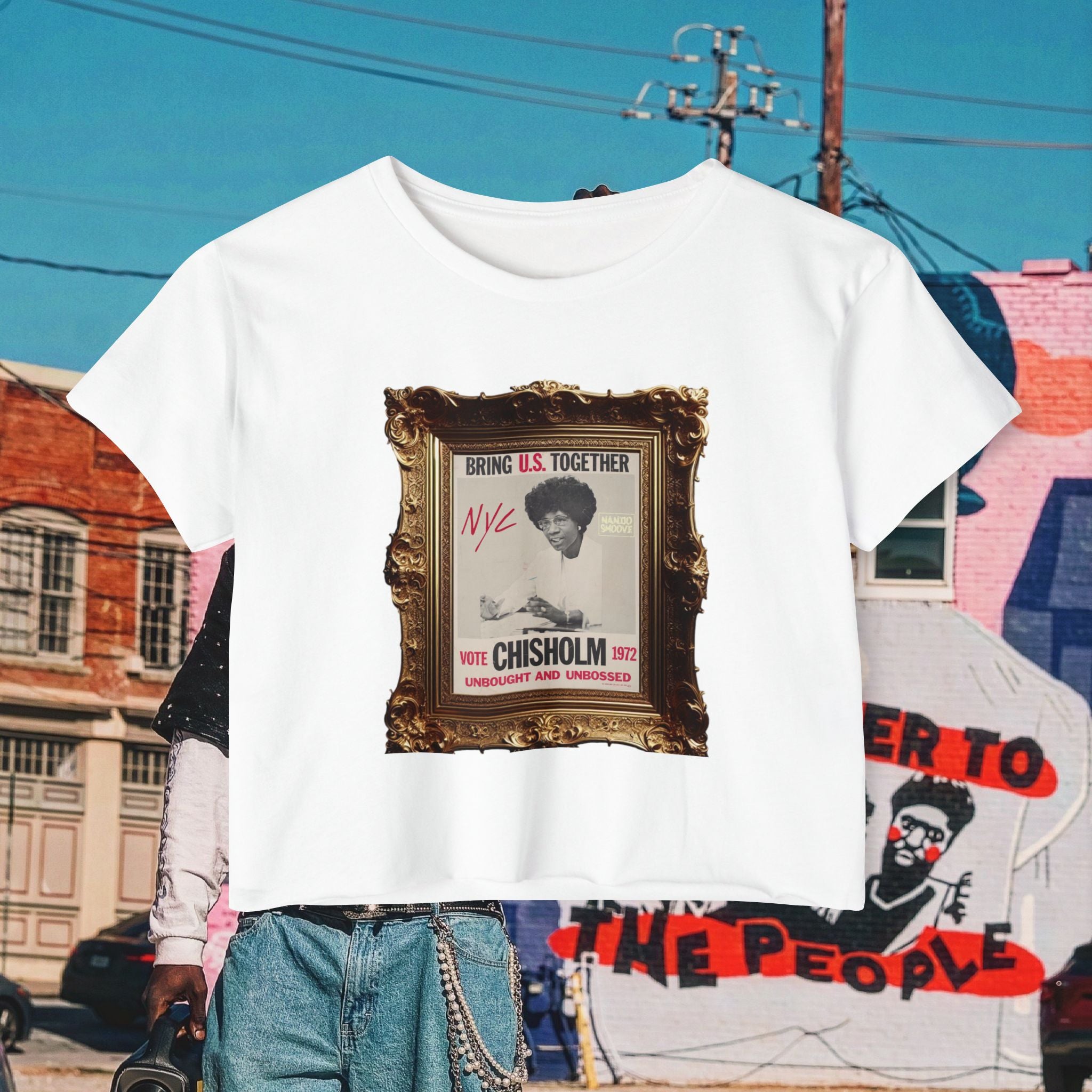 Shirley Chisholm Women's Festival Crop Top (Black Text)