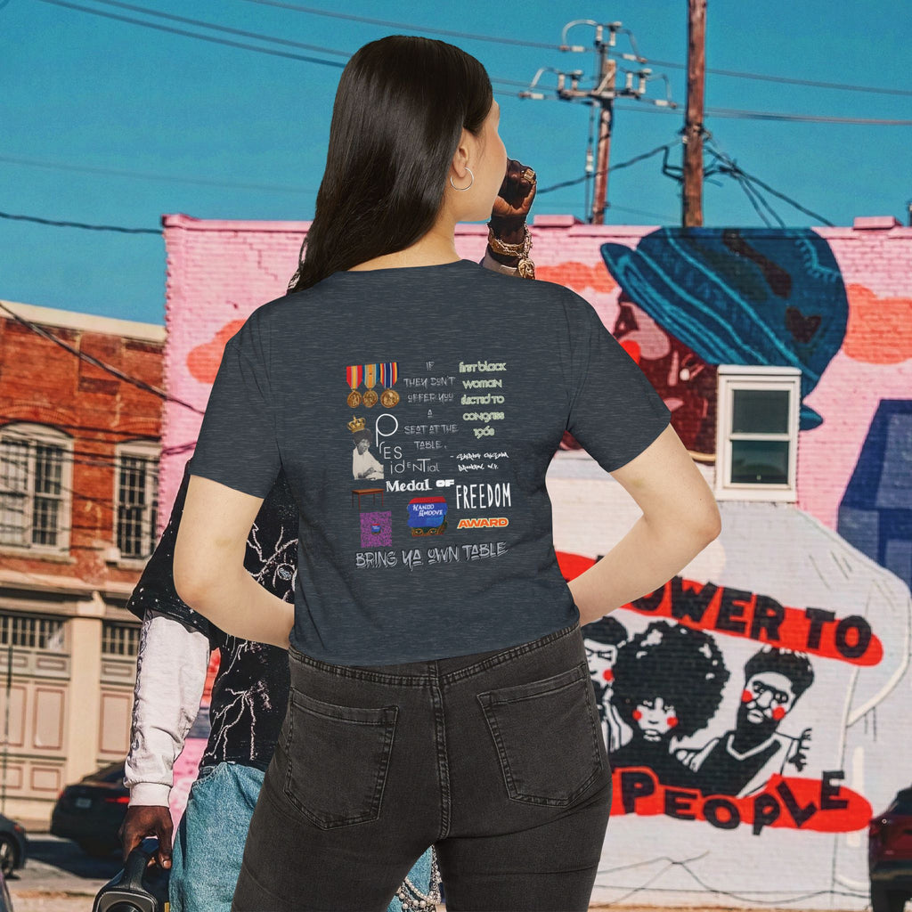 Shirley Chisholm Women's Festival Crop Top (White Text)