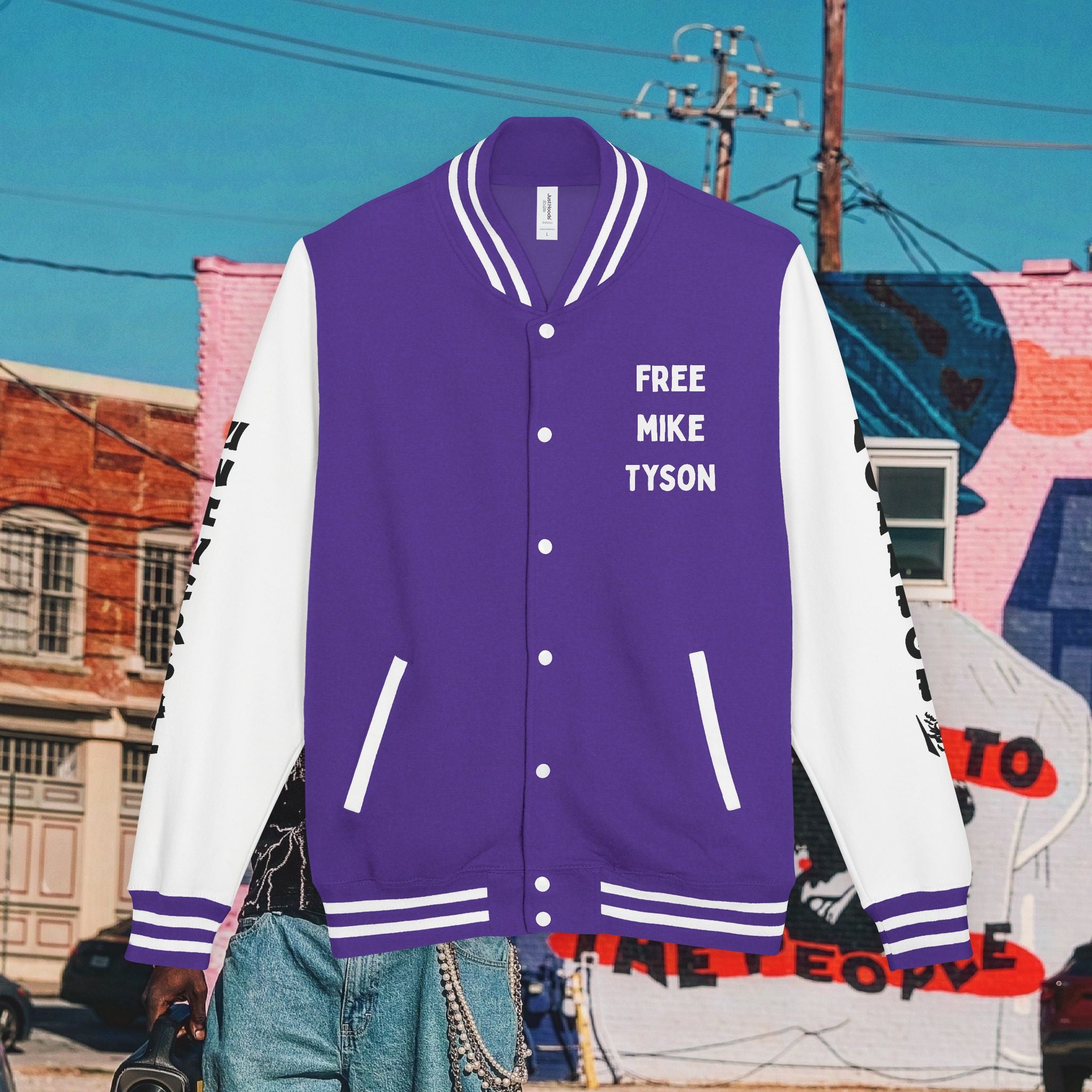“FREE MIKE TYSON” Unisex Heavyweight Letterman Jacket