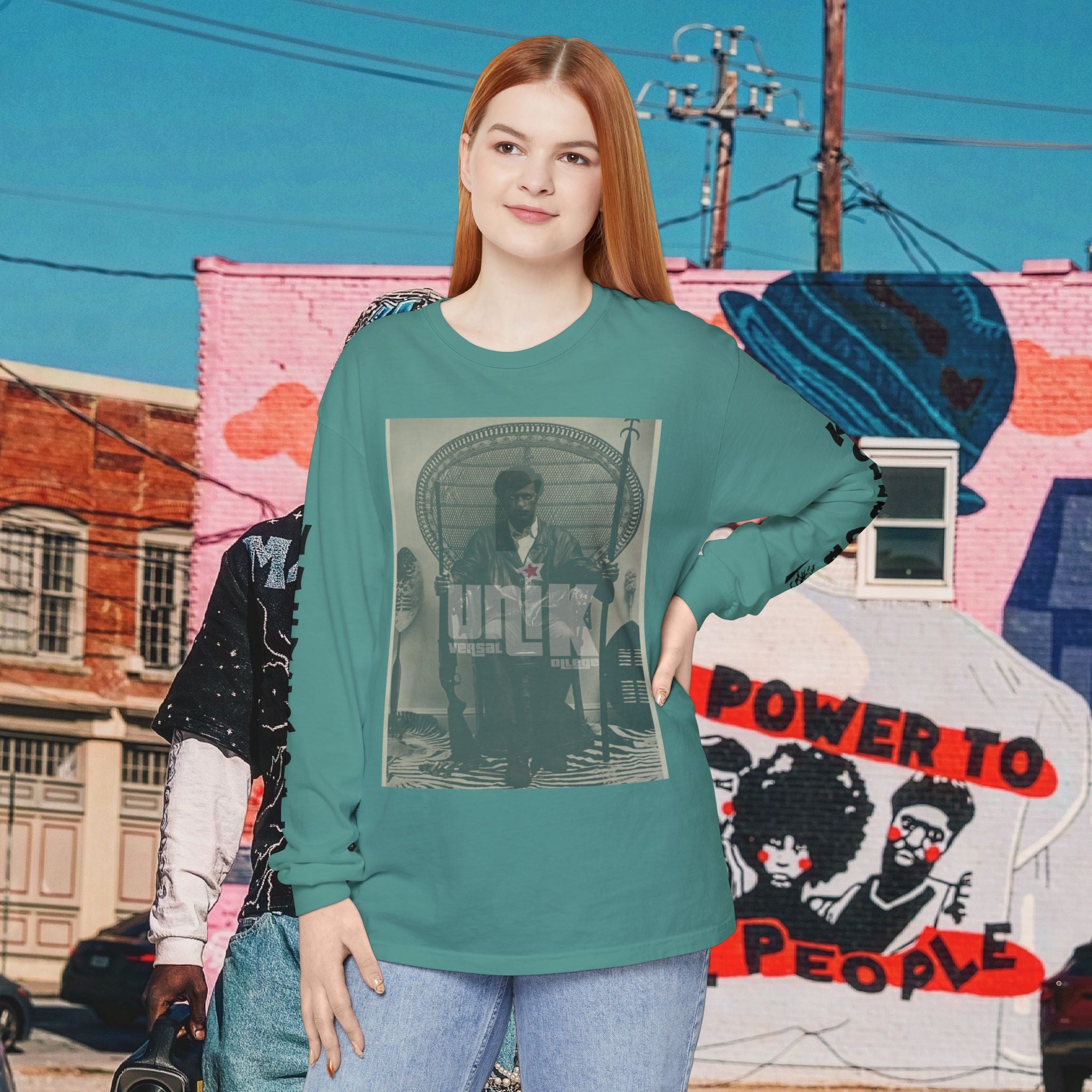 Huey P. Newton Universal Kollege Unisex Garment-dyed Long Sleeve T-Shirt