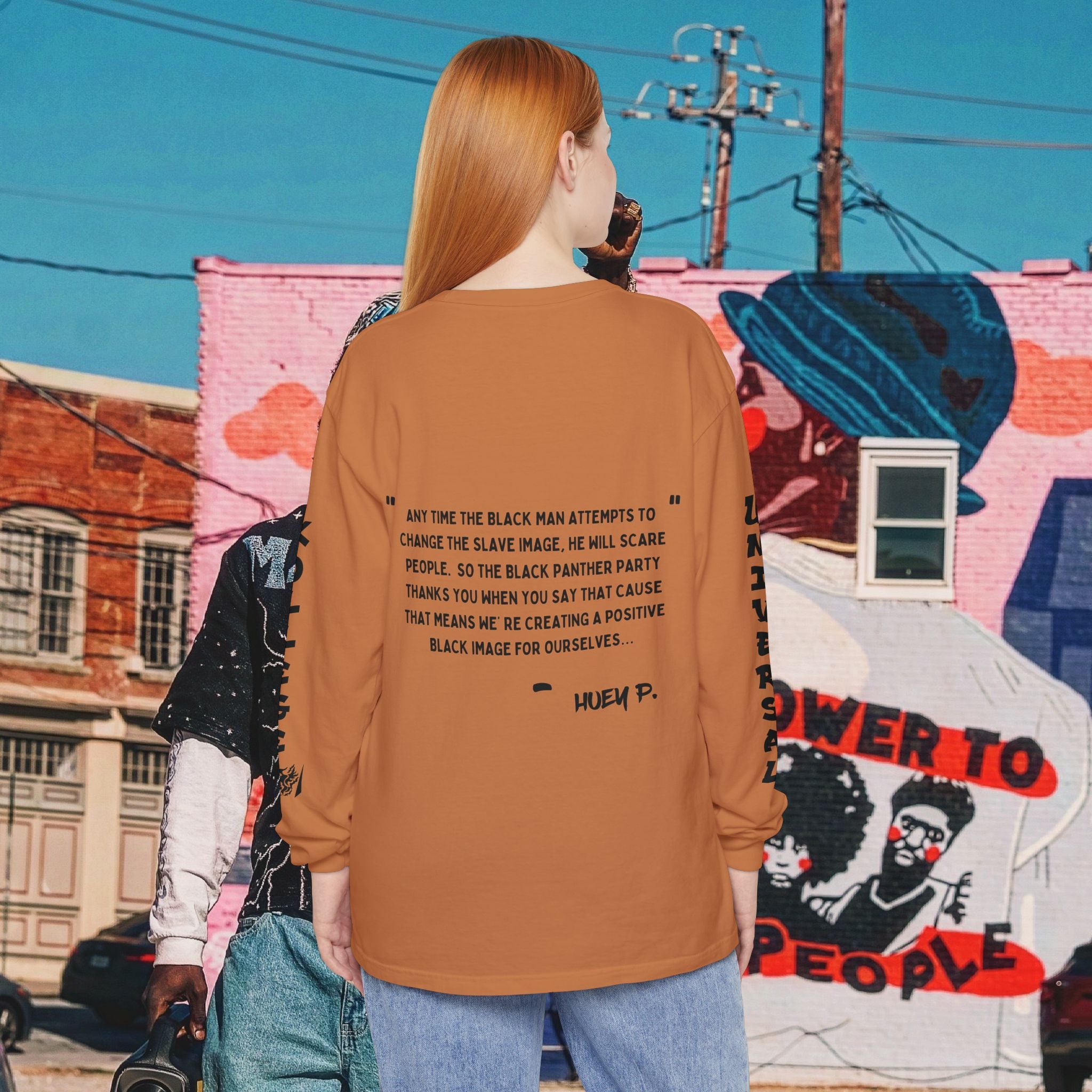 Huey P. Newton Universal Kollege Unisex Garment-dyed Long Sleeve T-Shirt