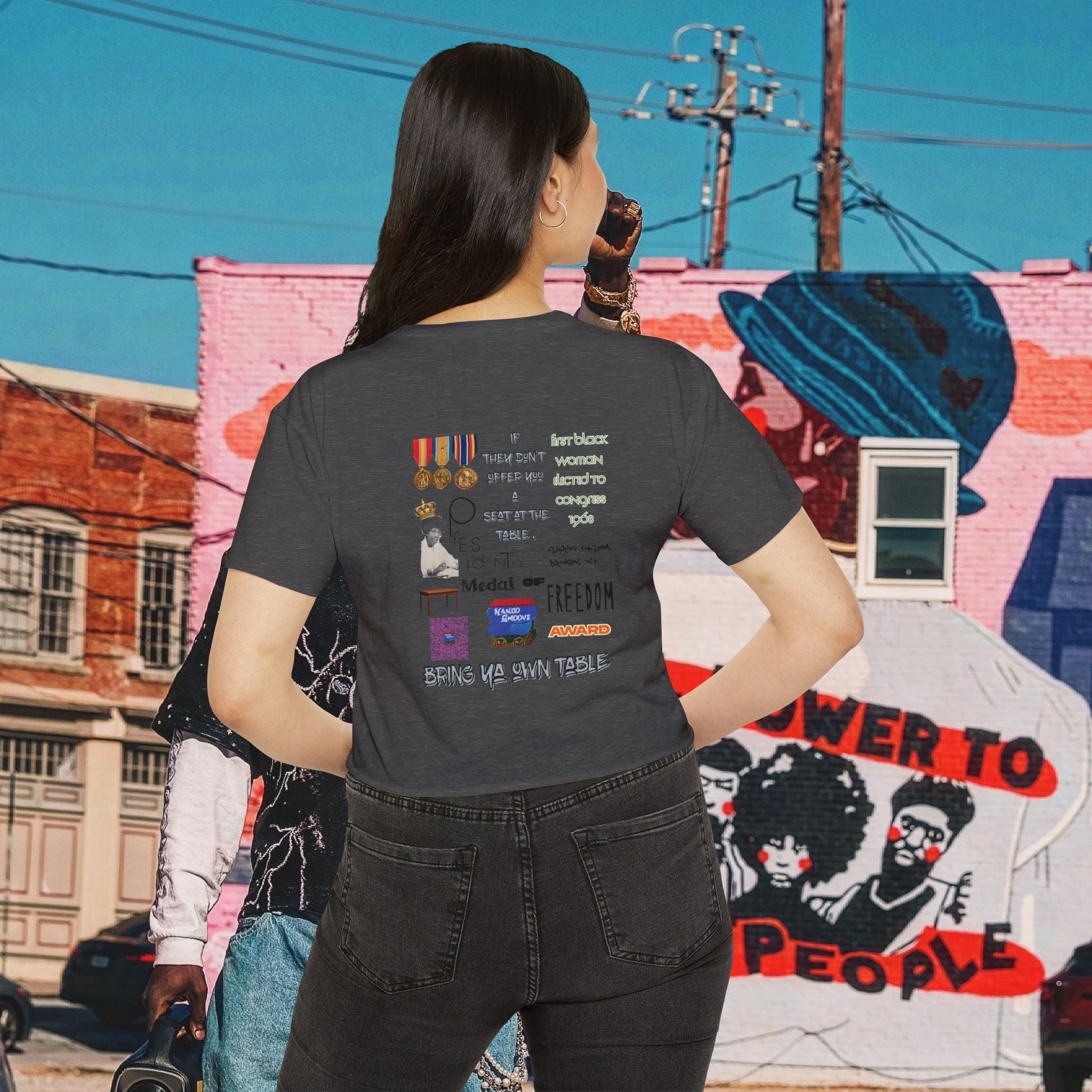Shirley Chisholm Women's Festival Crop Top (Black Text)