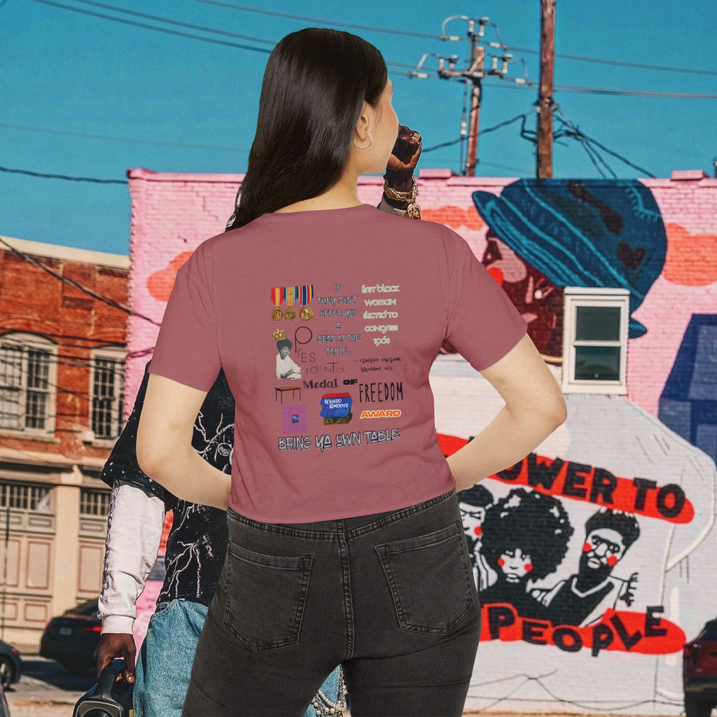 Shirley Chisholm Women's Festival Crop Top (Black Text)