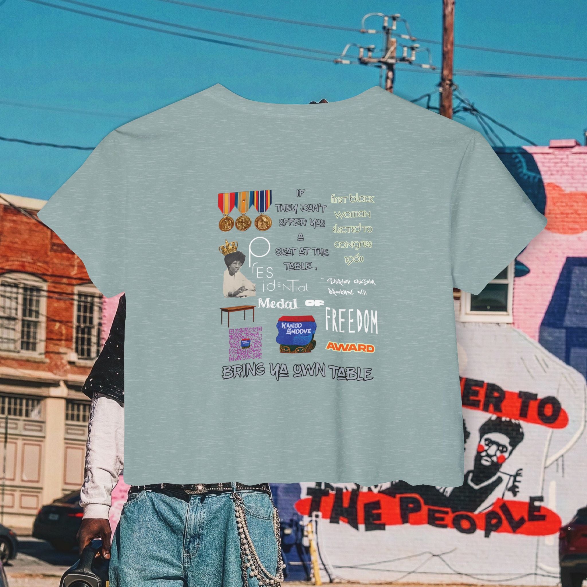 Shirley Chisholm Women's Festival Crop Top (White Text)