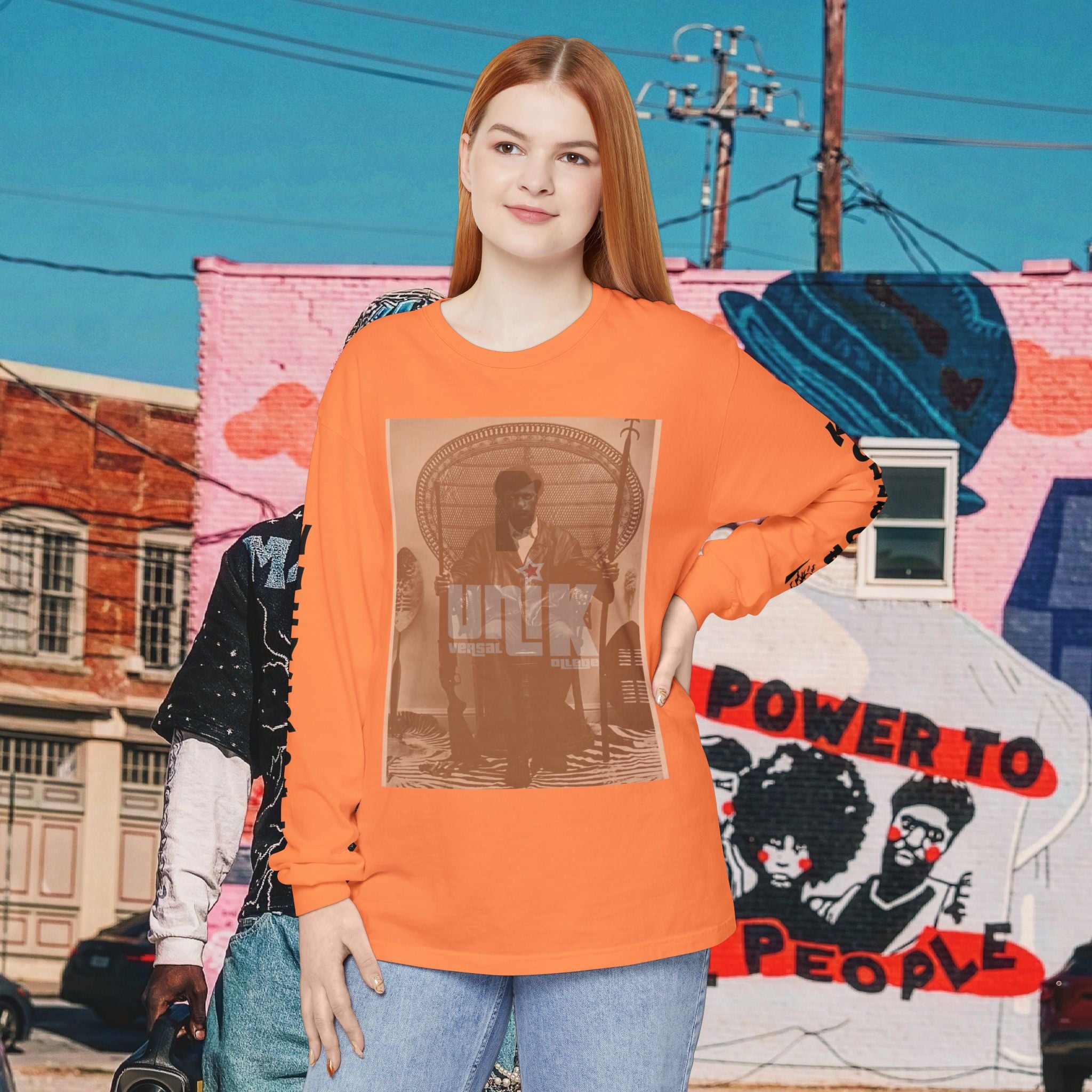 Huey P. Newton Universal Kollege Unisex Garment-dyed Long Sleeve T-Shirt