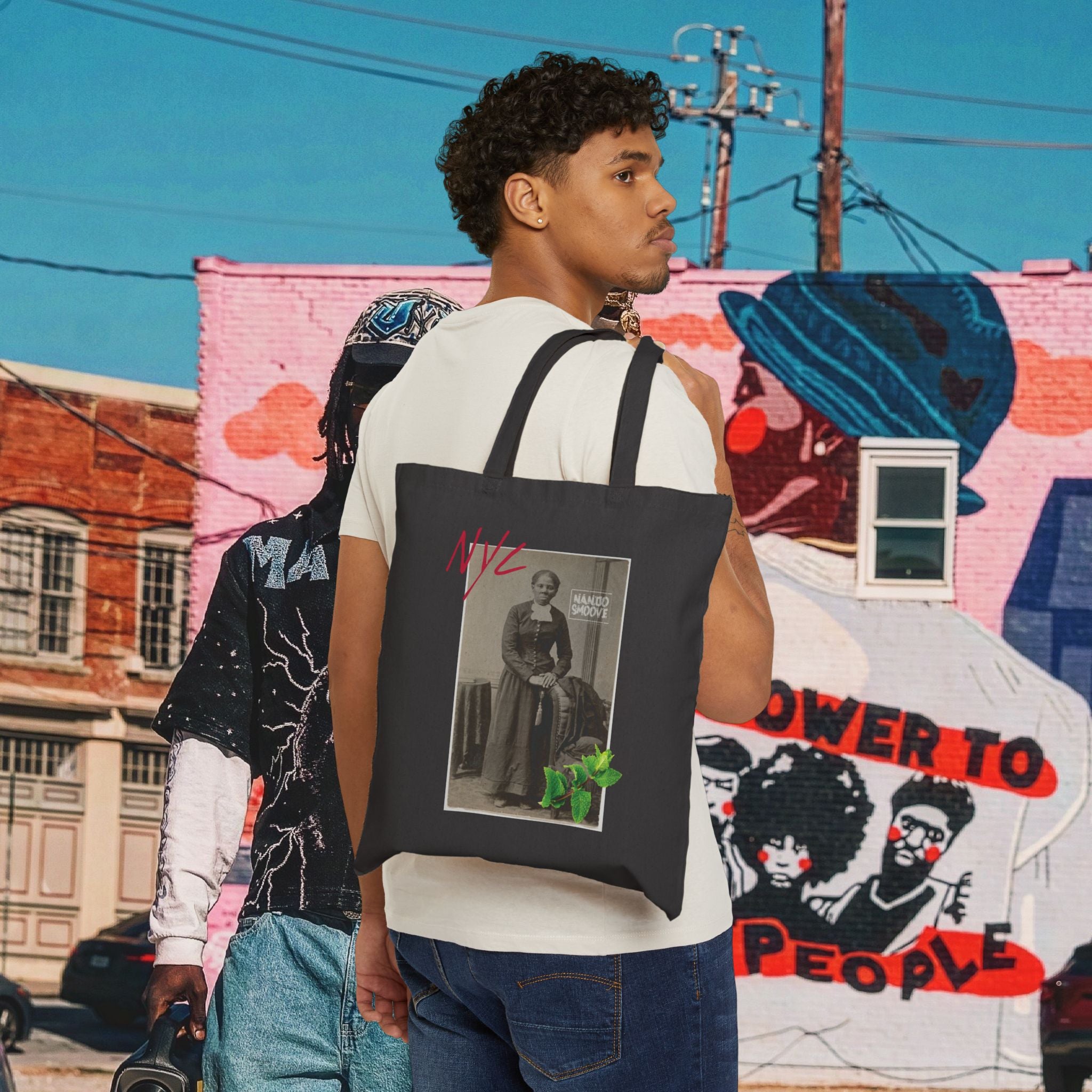 Harriet Tubman “MinTee” Cotton Canvas Tote Bag (Black)