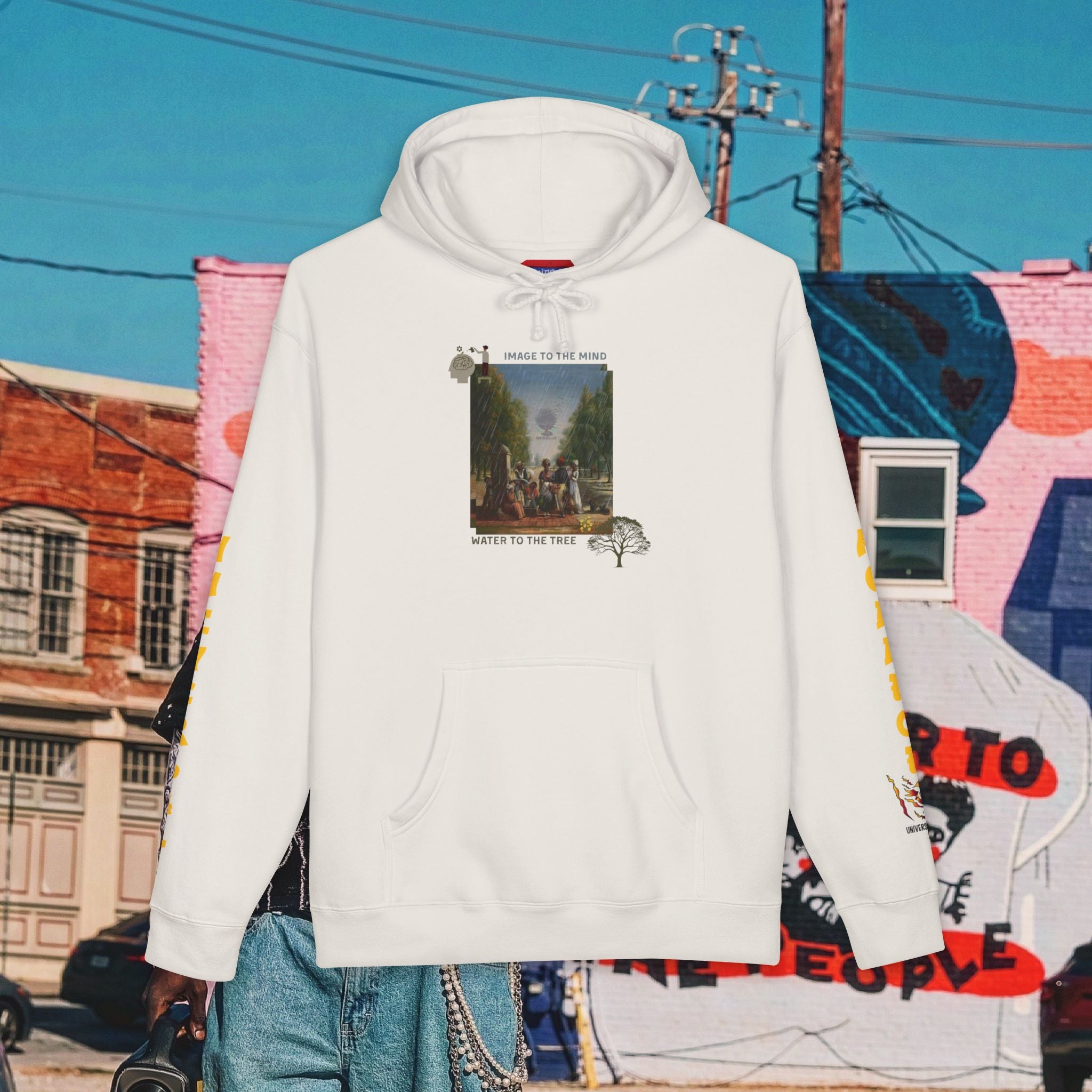 “Image To The Mind, Water To The Tree” Unisex Heavyweight Hooded Sweatshirt