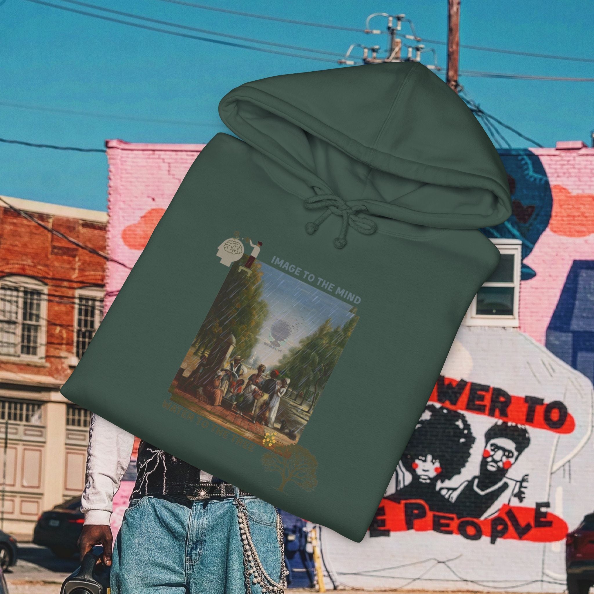 “Image To The Mind, Water To The Tree” Unisex Heavyweight Hooded Sweatshirt