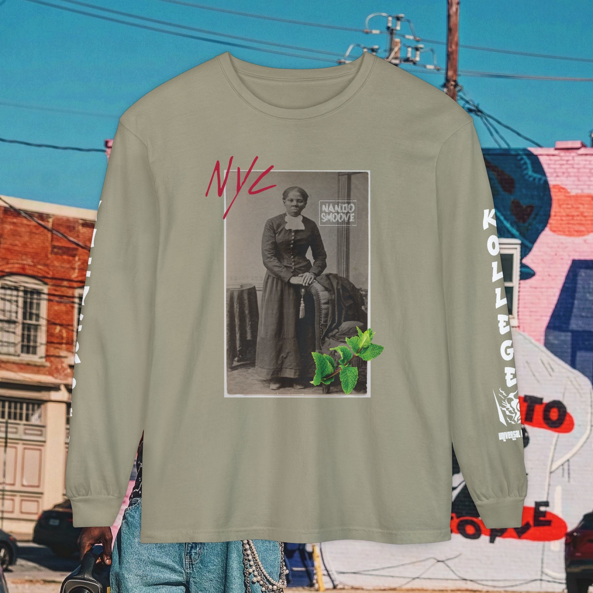 Harriet Tubman Unisex Garment-dyed Long Sleeve “MinTee” Shirt