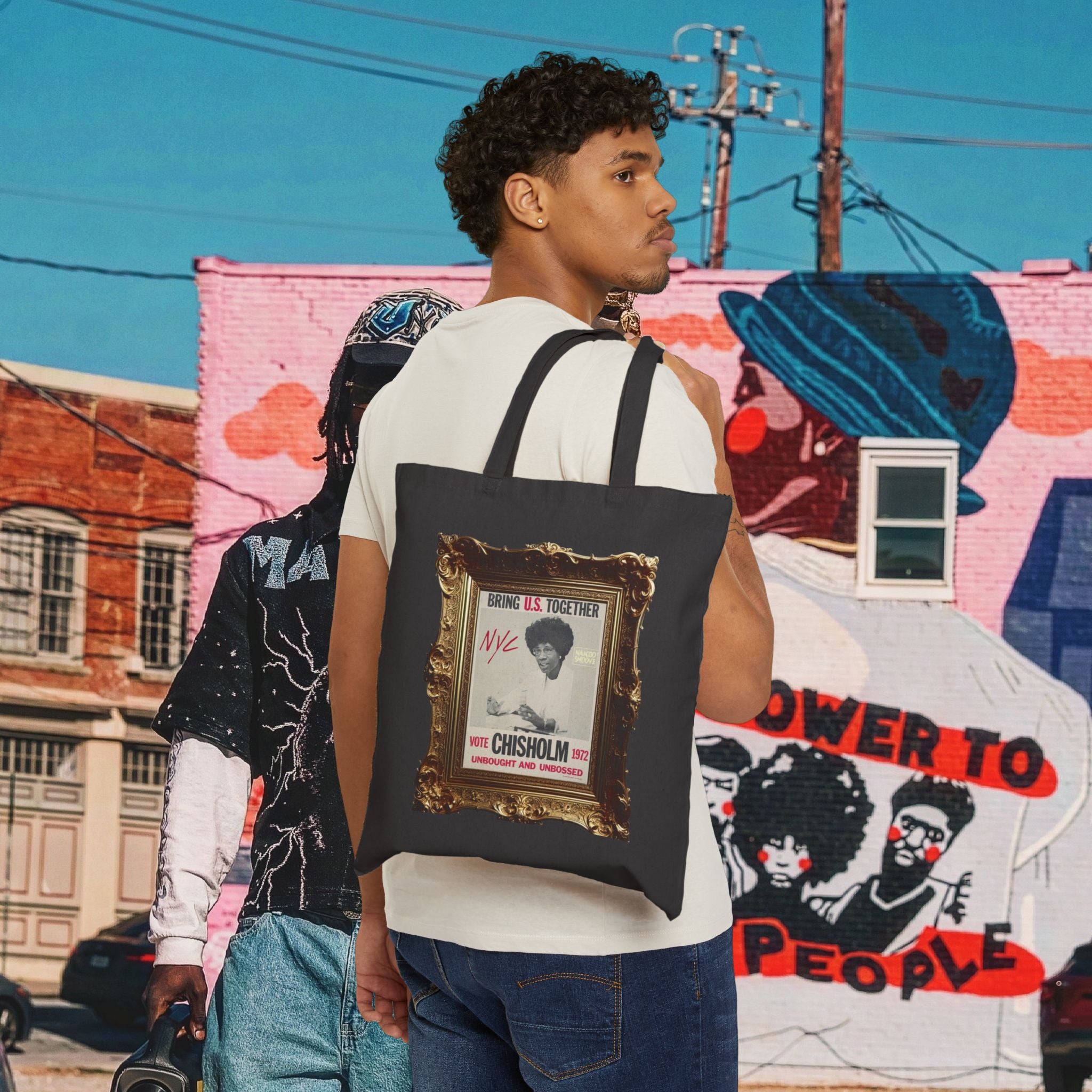 Shirley Chisholm Cotton Canvas Tote Bag (Black)