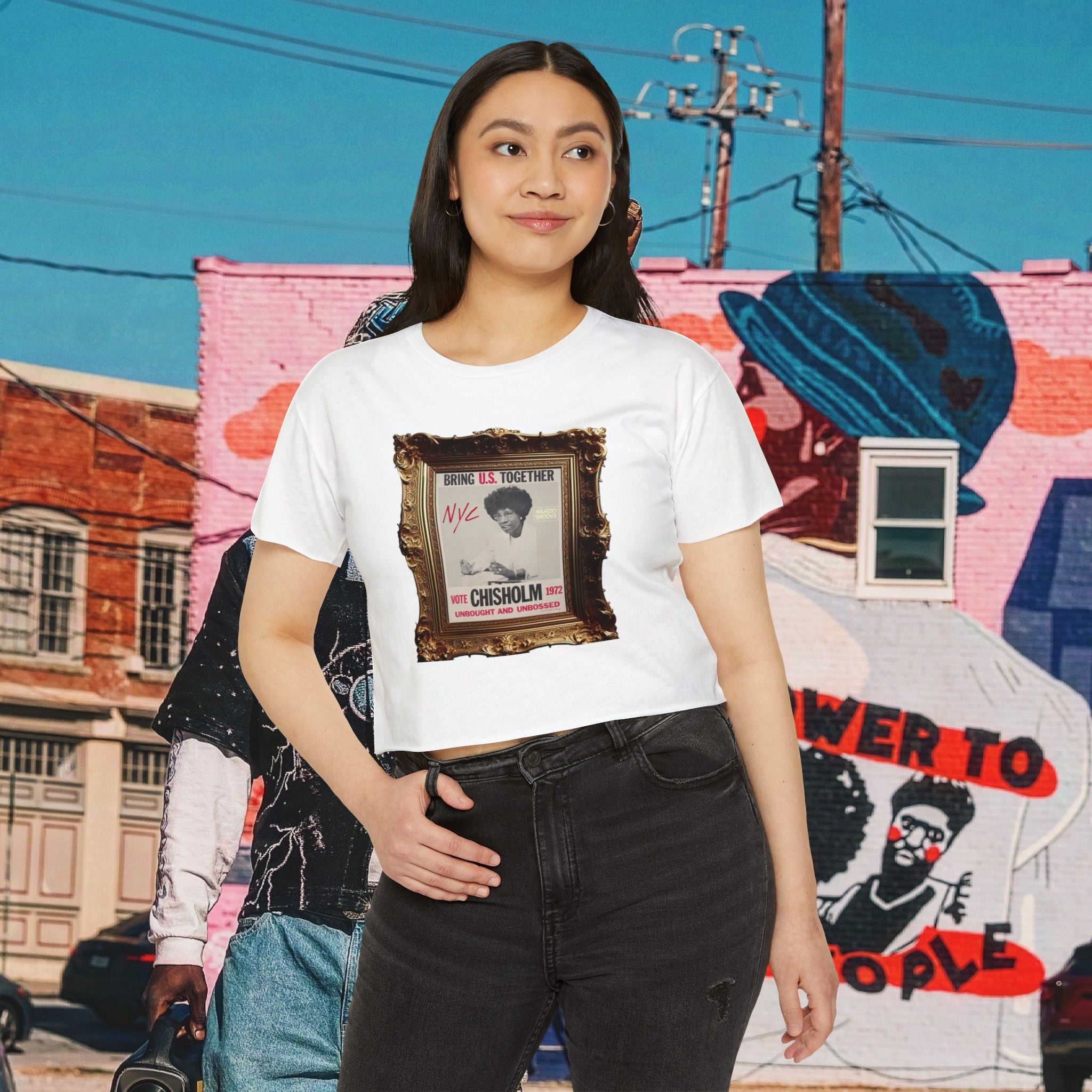 Shirley Chisholm Women's Festival Crop Top (Black Text)