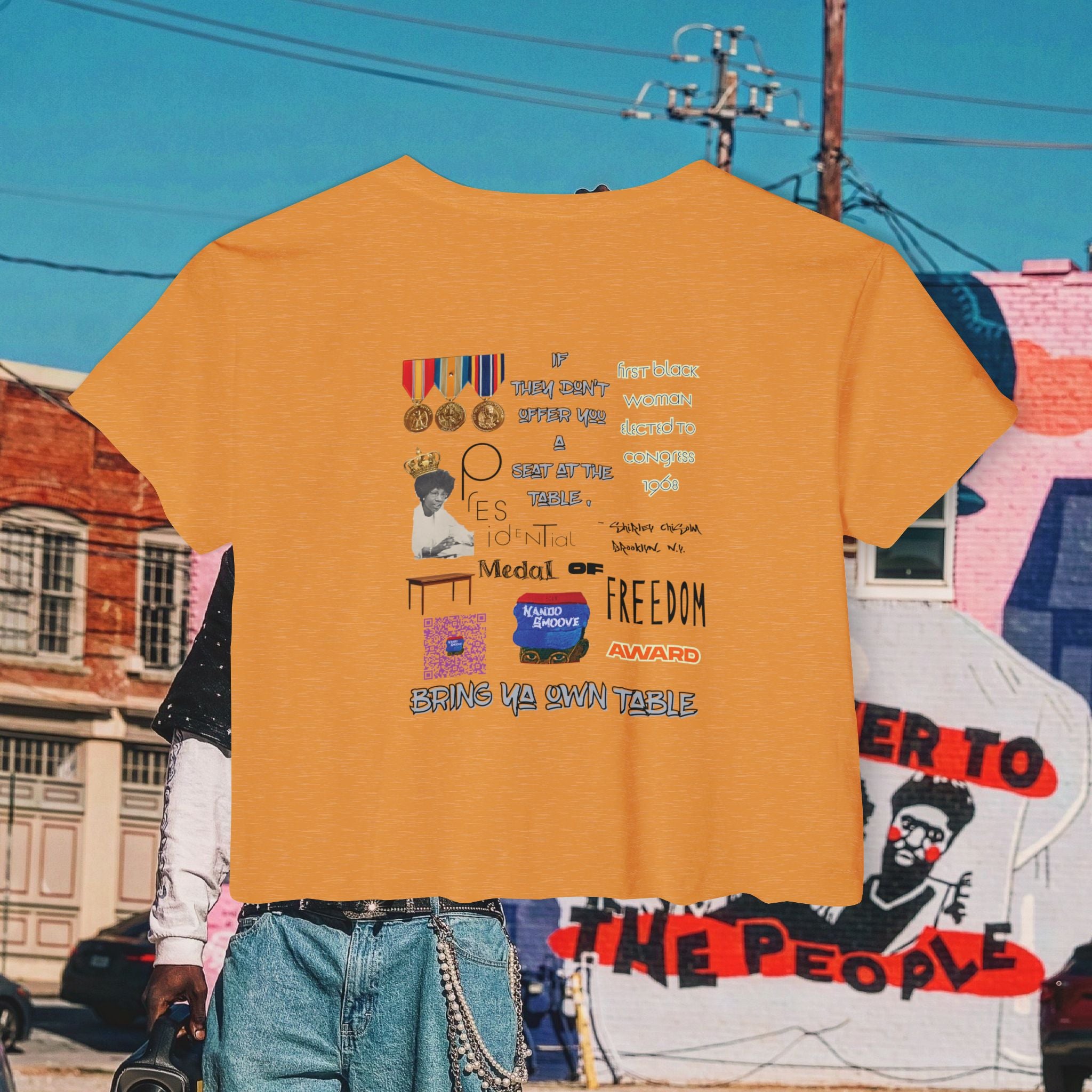 Shirley Chisholm Women's Festival Crop Top (Black Text)