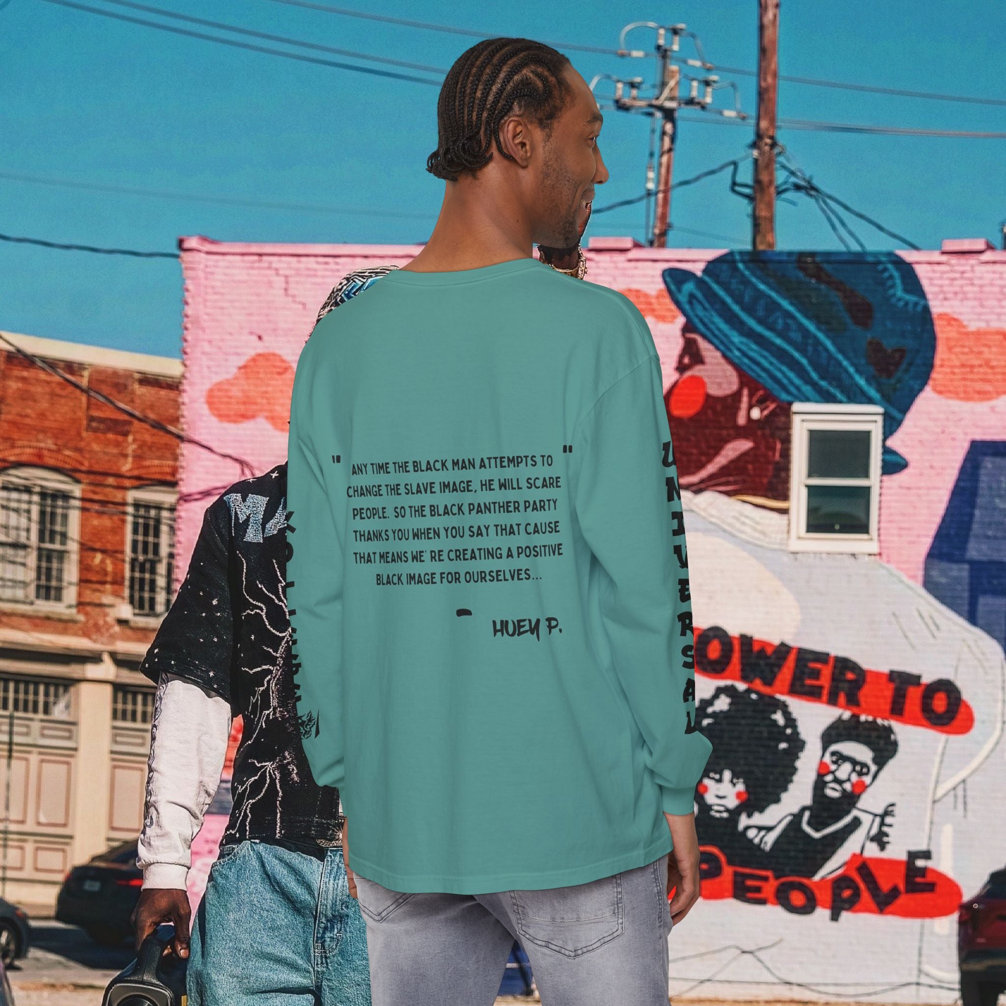 Huey P. Newton Universal Kollege Unisex Garment-dyed Long Sleeve T-Shirt
