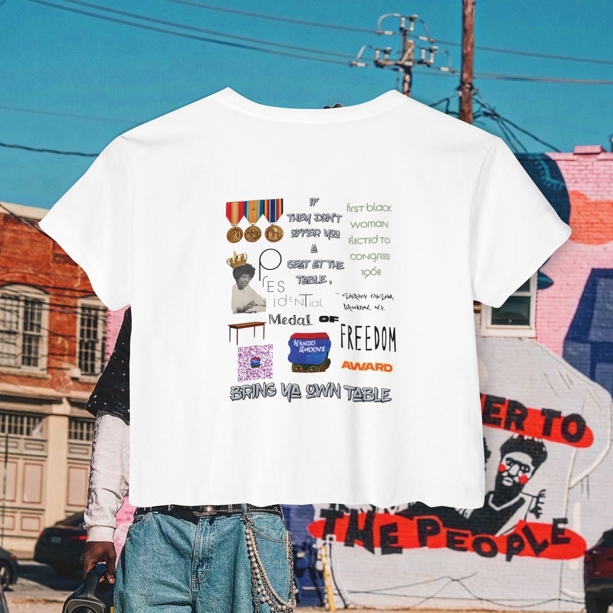 Shirley Chisholm Women's Festival Crop Top (Black Text)