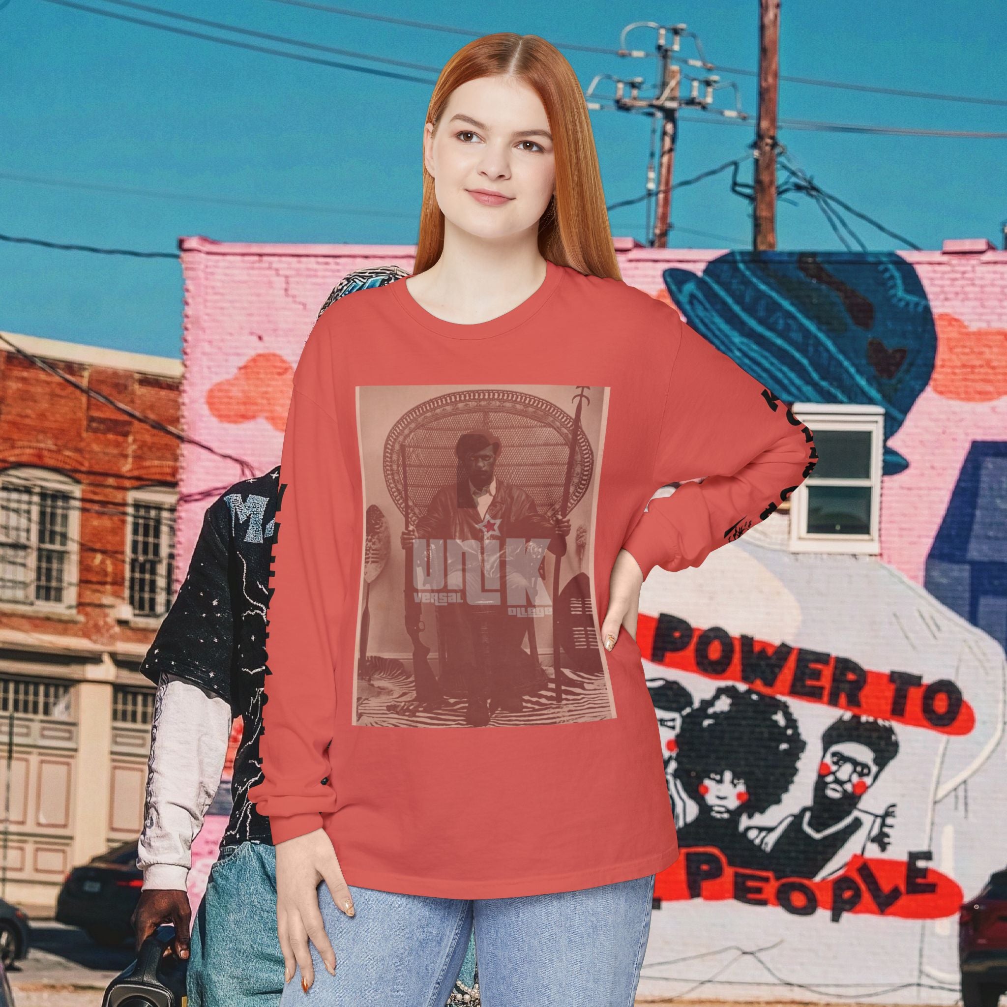 Huey P. Newton Universal Kollege Unisex Garment-dyed Long Sleeve T-Shirt