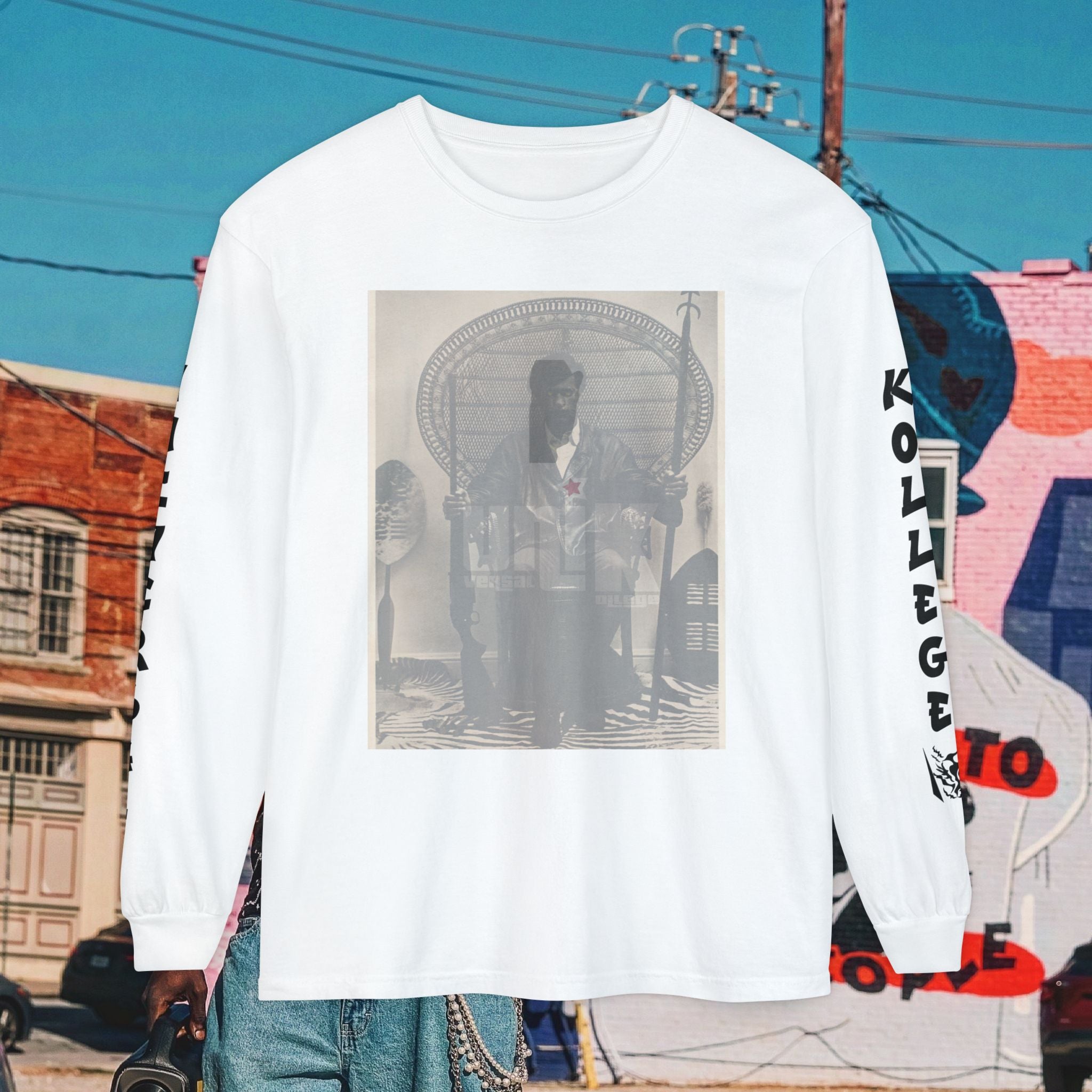 Huey P. Newton Universal Kollege Unisex Garment-dyed Long Sleeve T-Shirt