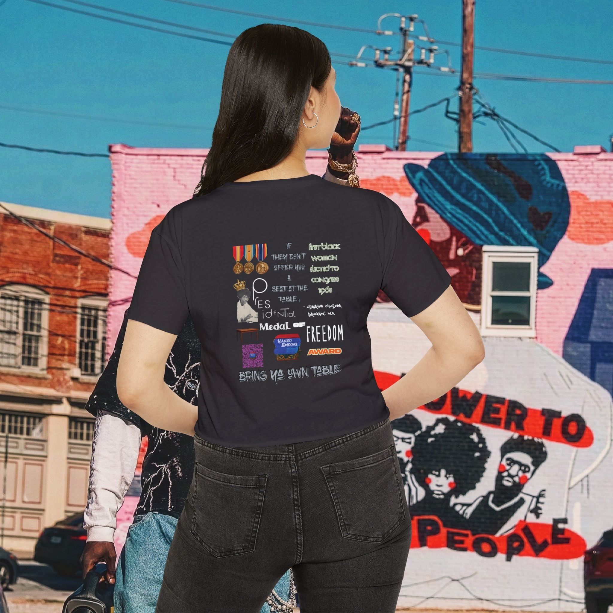 Shirley Chisholm Women's Festival Crop Top (White Text)