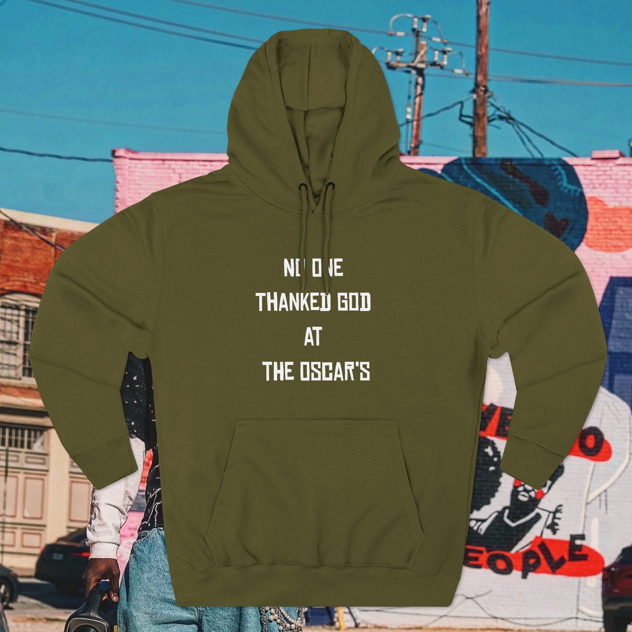 “NO ONE THANKED GOD AT THE OSCAR’S” Three-Panel Fleece Hoodie
