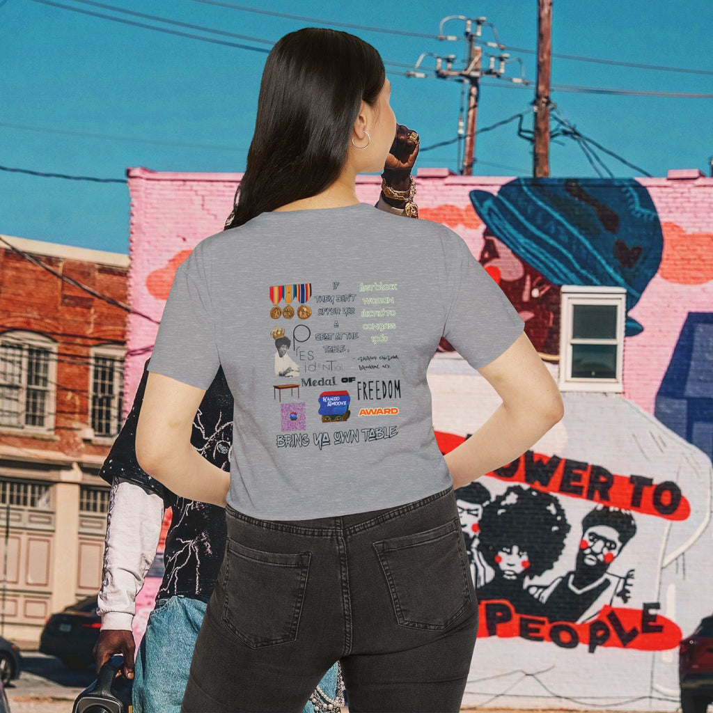 Shirley Chisholm Women's Festival Crop Top (Black Text)