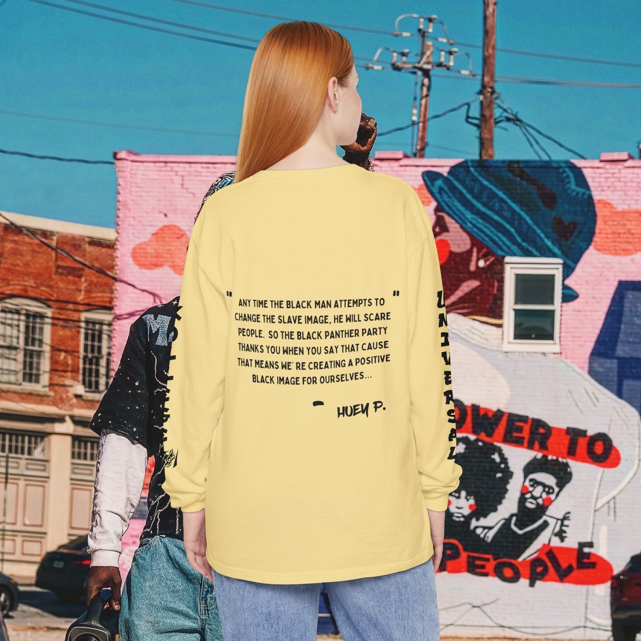 Huey P. Newton Universal Kollege Unisex Garment-dyed Long Sleeve T-Shirt