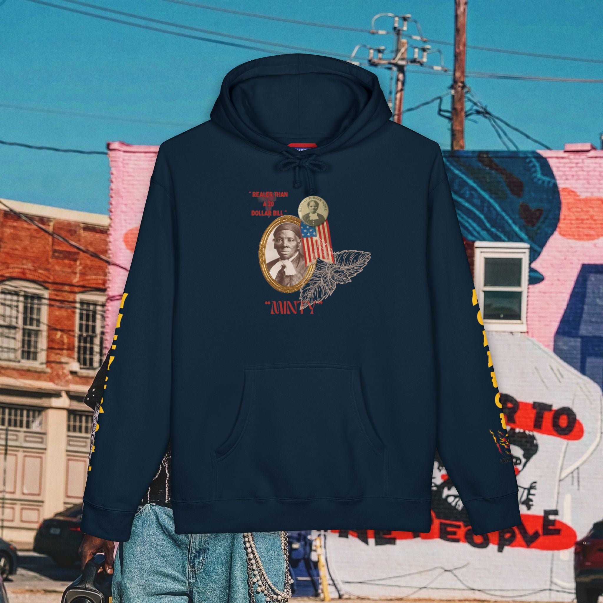 Harriet Tubman “Realer Than a $20 Dollar Bill” Unisex Heavyweight Hooded “MinTy” Sweatshirt