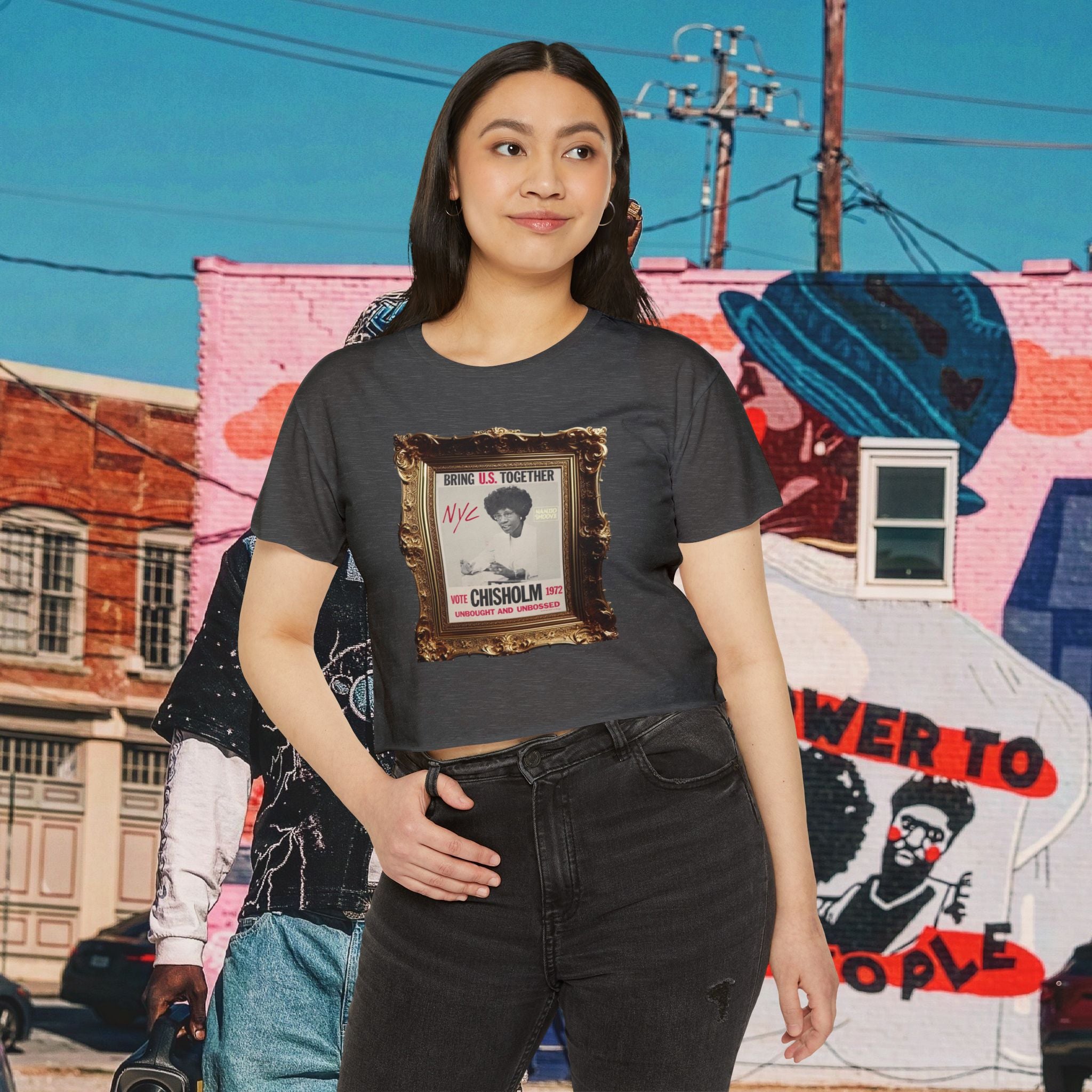 Shirley Chisholm Women's Festival Crop Top (White Text)