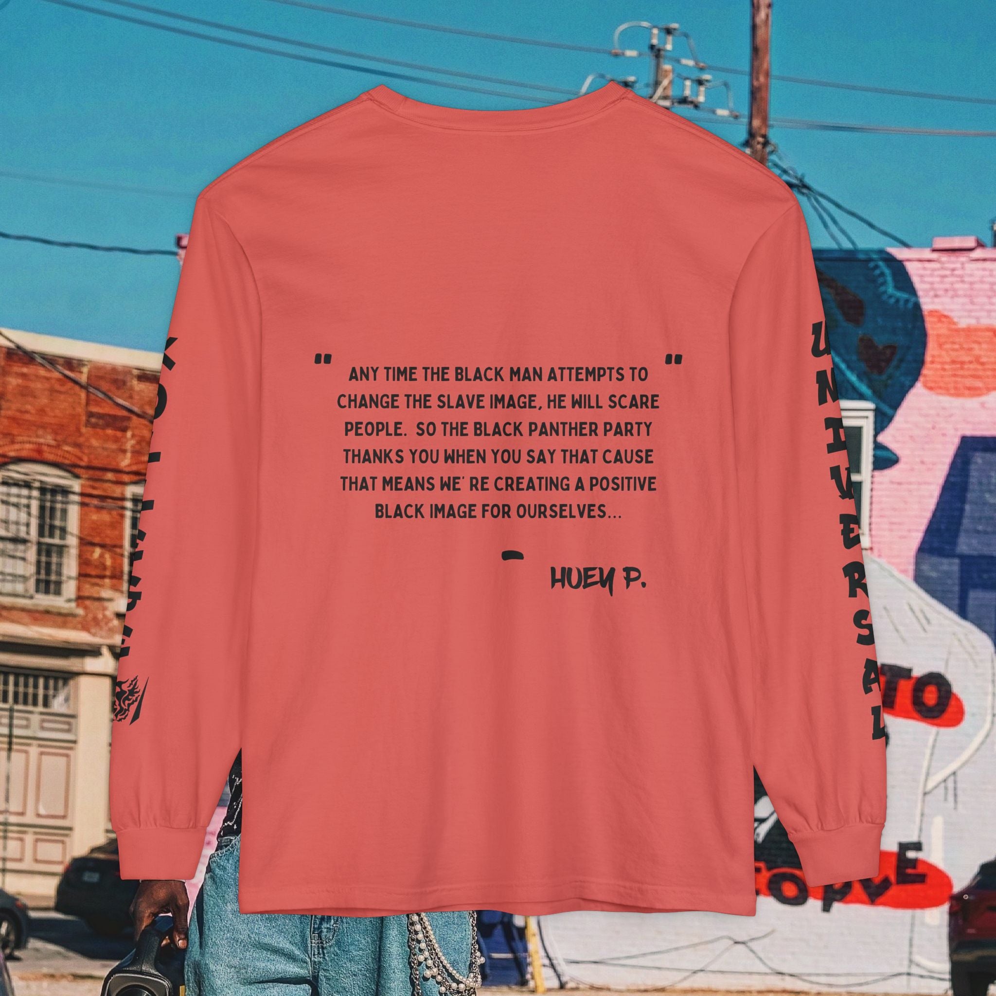 Huey P. Newton Universal Kollege Unisex Garment-dyed Long Sleeve T-Shirt