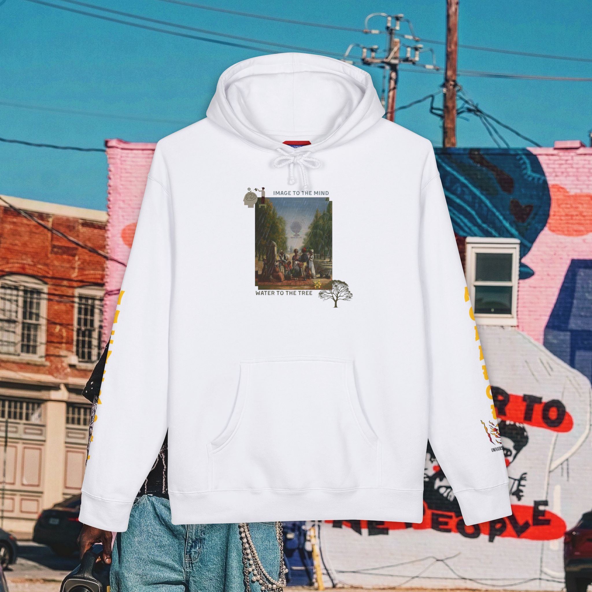 “Image To The Mind, Water To The Tree” Unisex Heavyweight Hooded Sweatshirt