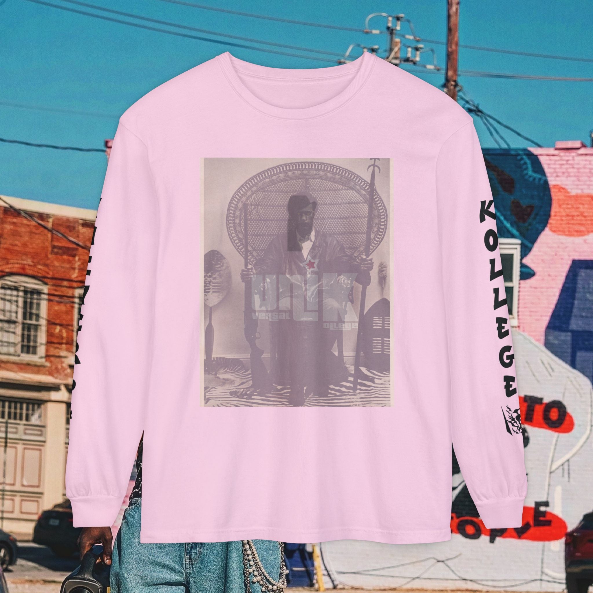 Huey P. Newton Universal Kollege Unisex Garment-dyed Long Sleeve T-Shirt