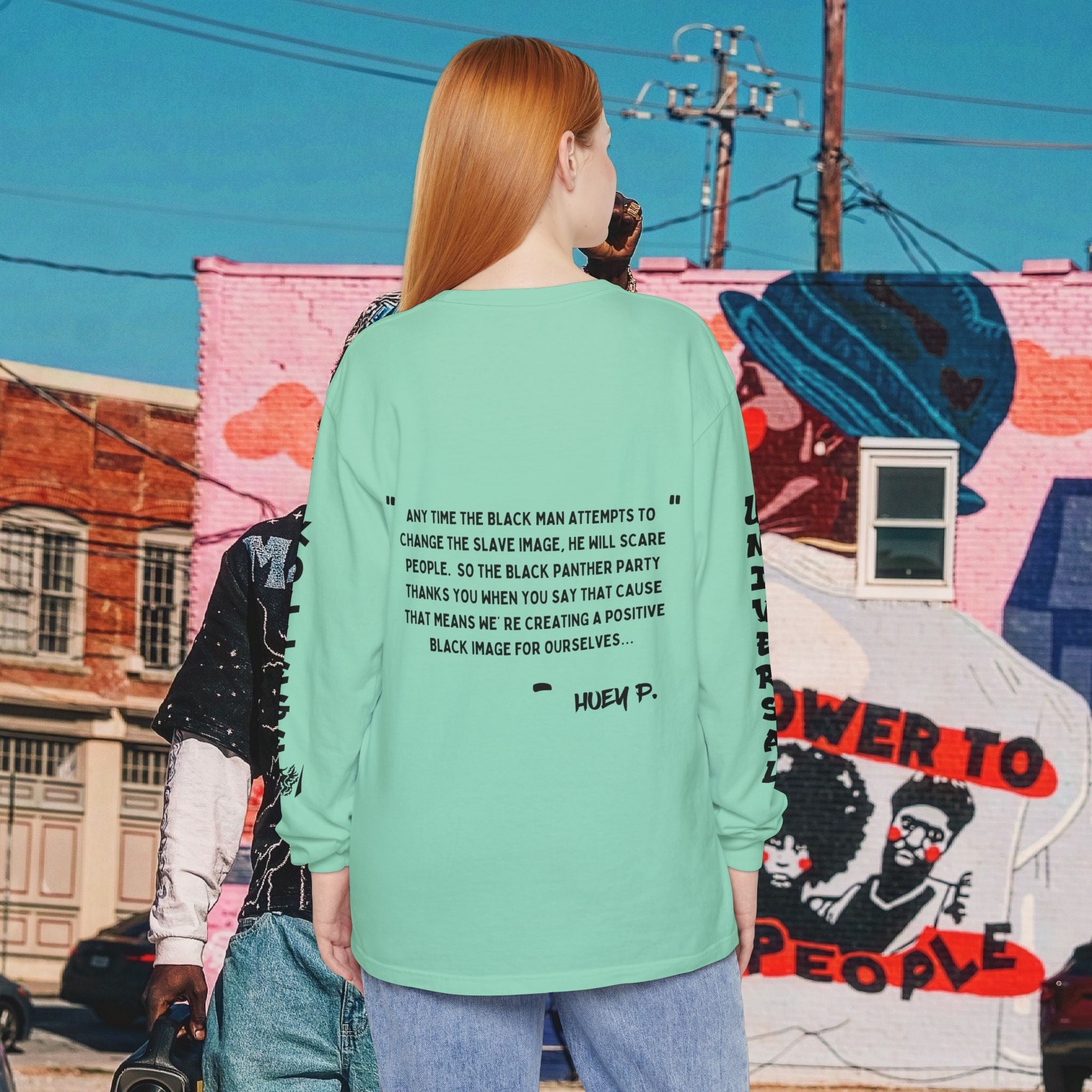 Huey P. Newton Universal Kollege Unisex Garment-dyed Long Sleeve T-Shirt