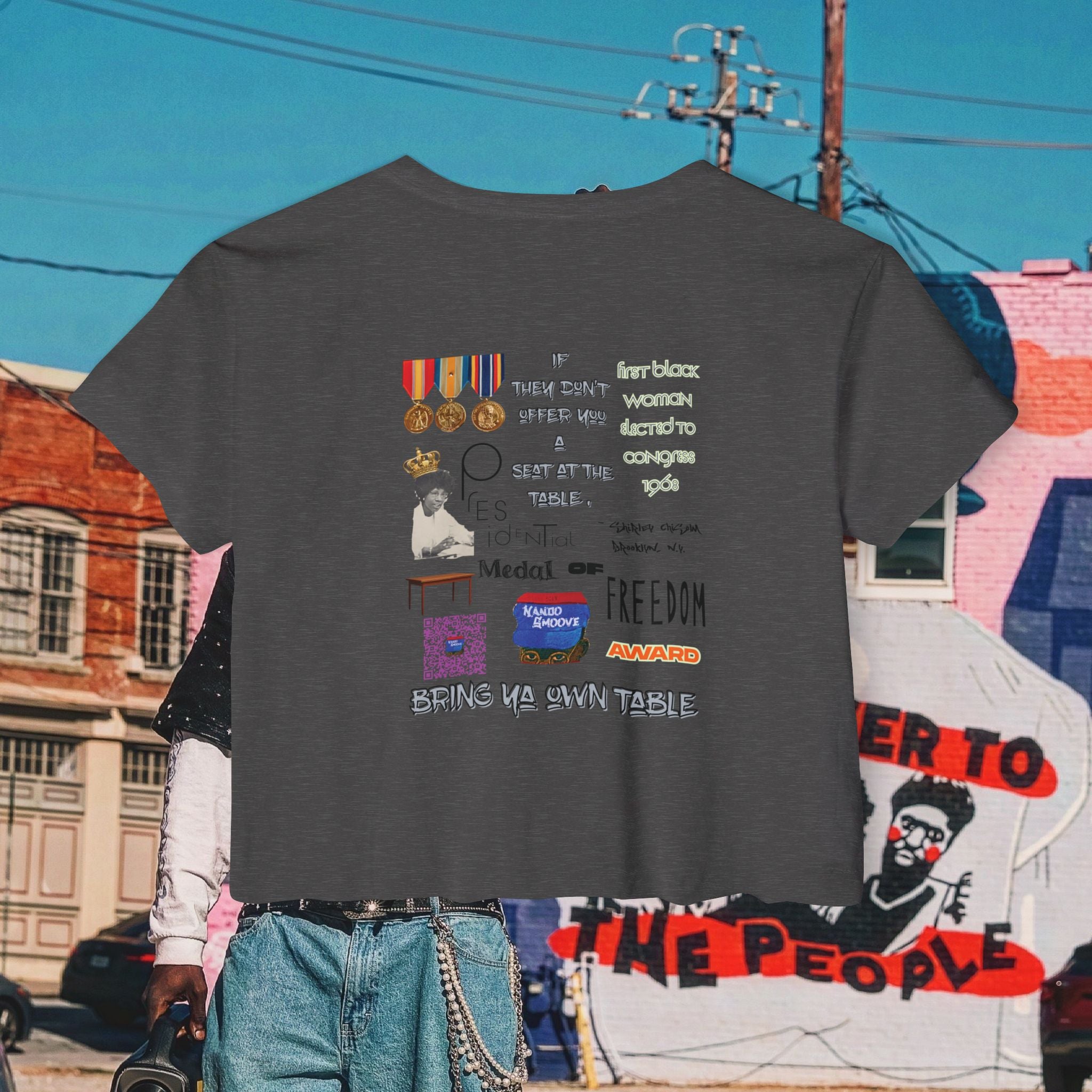 Shirley Chisholm Women's Festival Crop Top (Black Text)