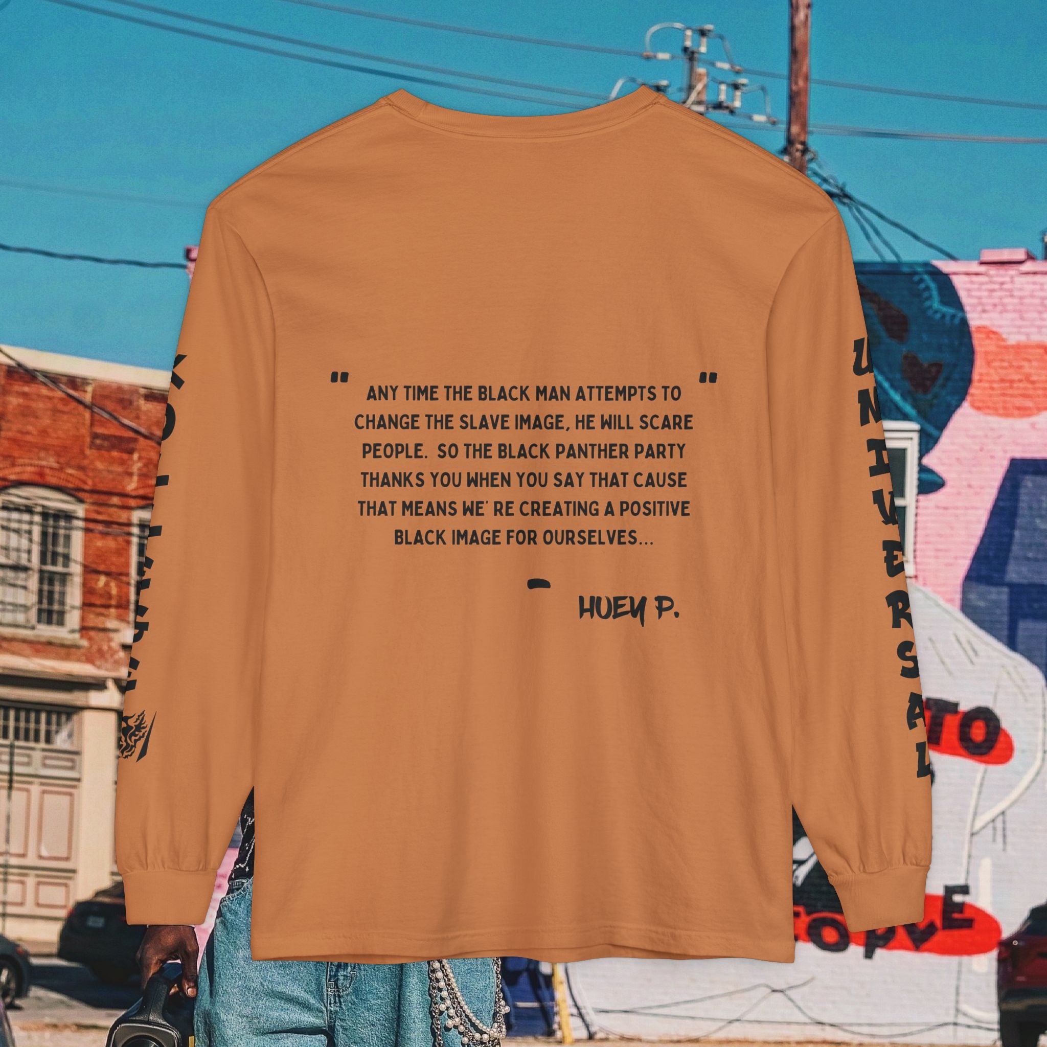 Huey P. Newton Universal Kollege Unisex Garment-dyed Long Sleeve T-Shirt