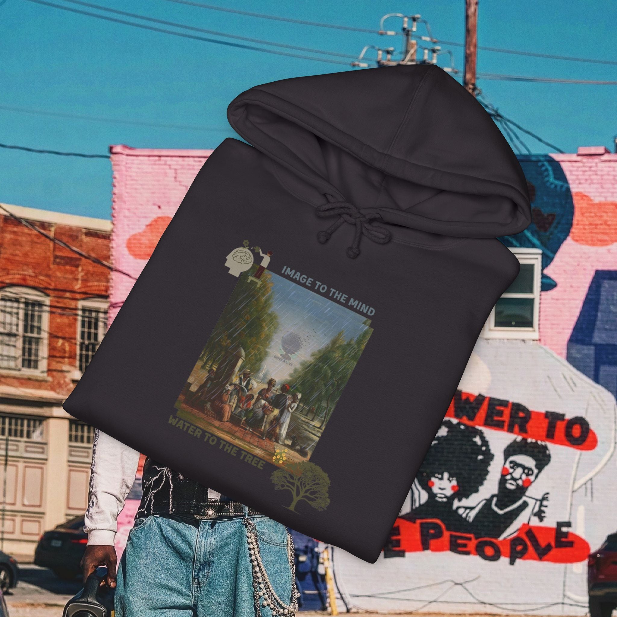 “Image To The Mind, Water To The Tree” Unisex Heavyweight Hooded Sweatshirt