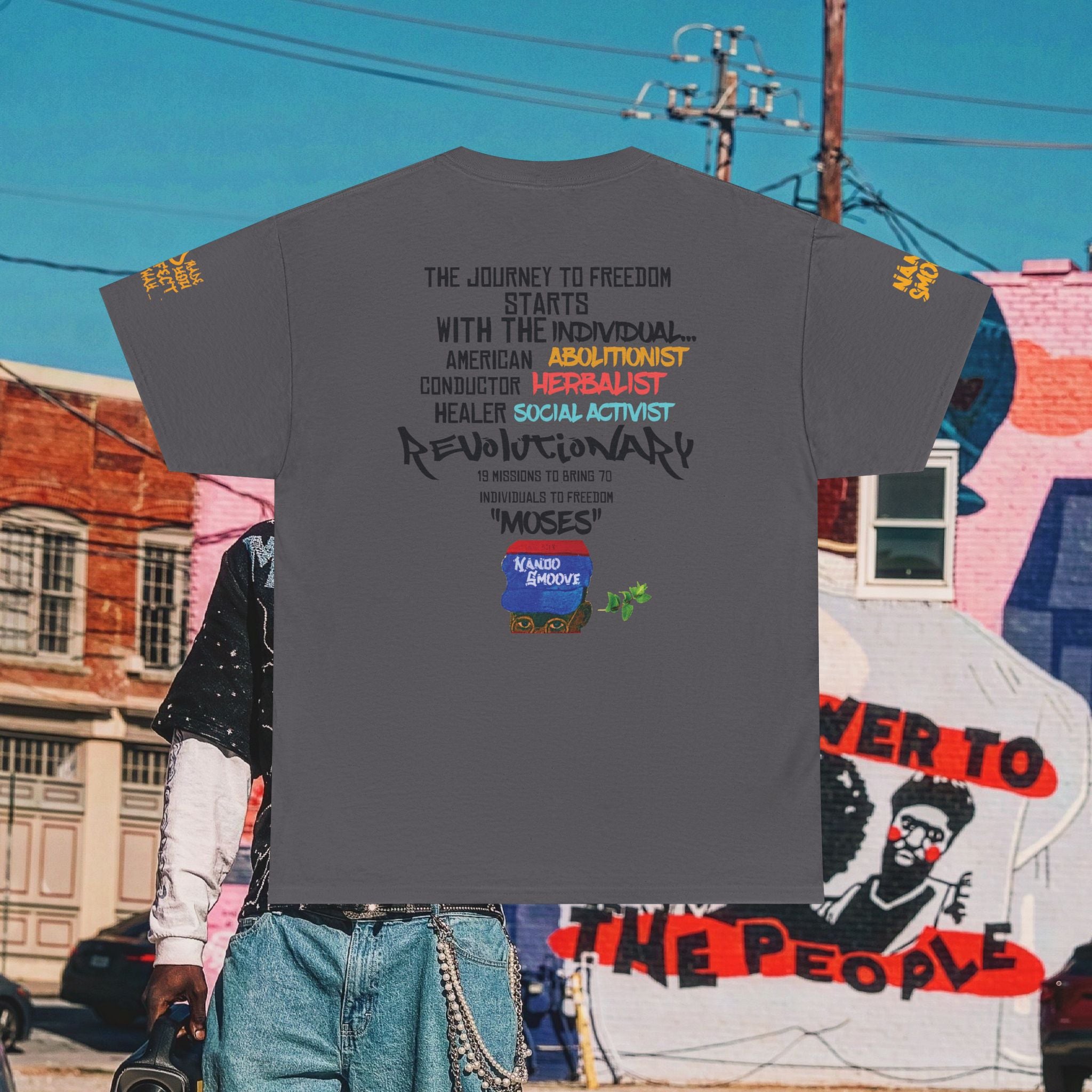 Harriet Tubman Heavy Cotton “MinTee Shirts” Bright Colors Black/Gold Text