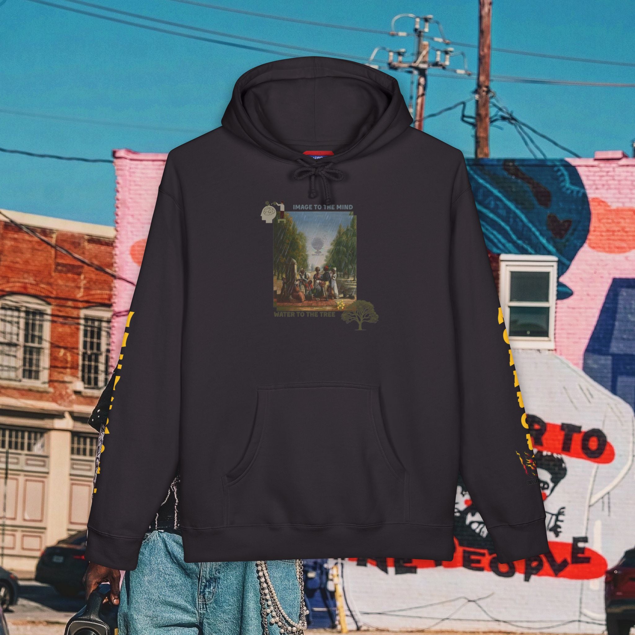 “Image To The Mind, Water To The Tree” Unisex Heavyweight Hooded Sweatshirt